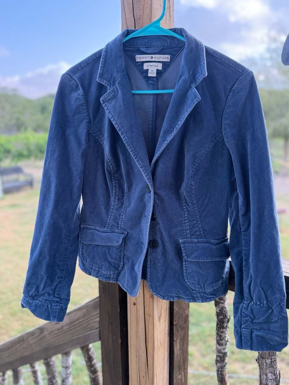 Tommy Hilfiger Women's Blue Corduroy Stretch Blazer